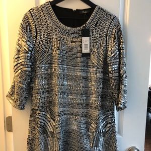 Parker Silver Sequin Shift Dress